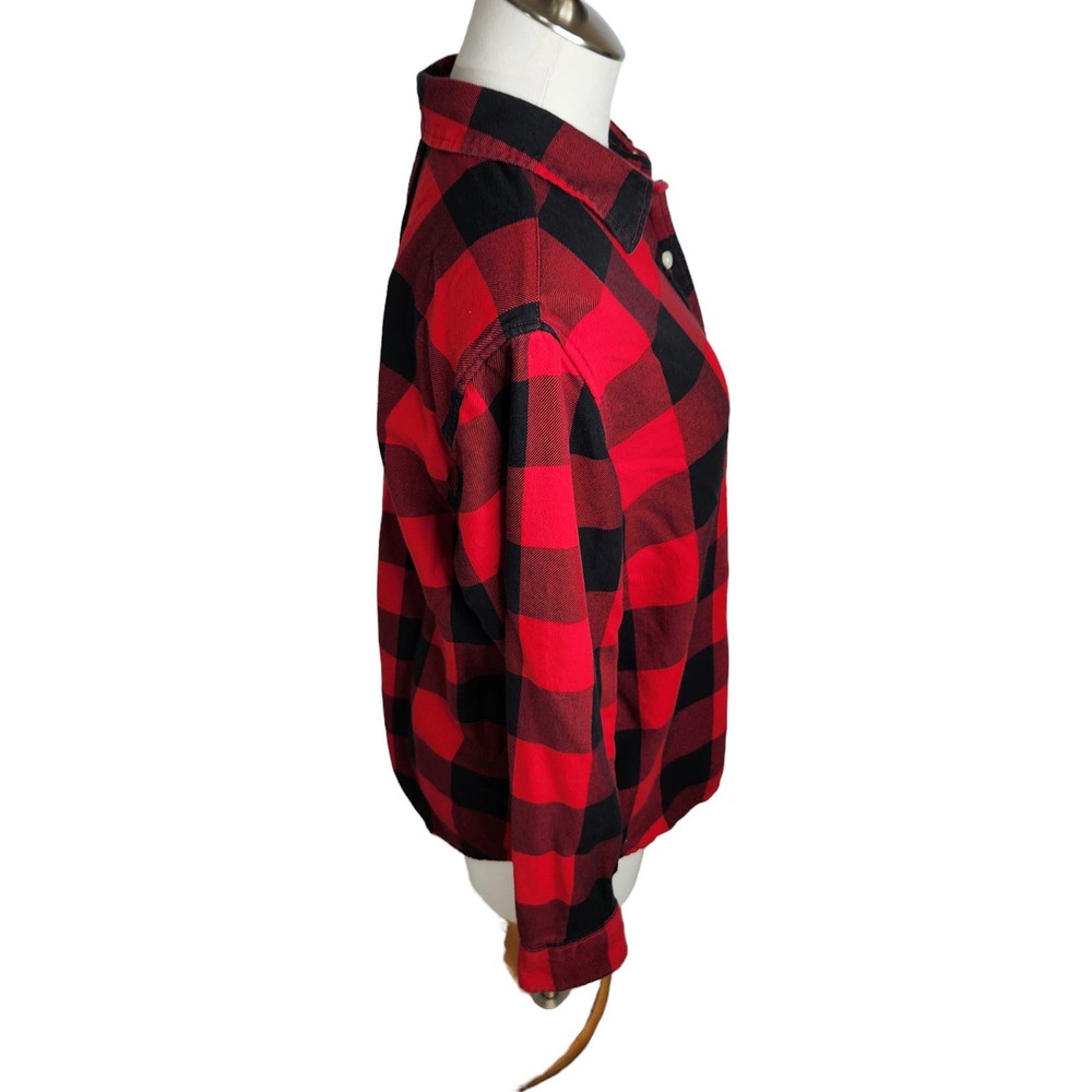 Levi's Ultimate Boyfriend Button Back Shirt Women's Medium Red Buffalo Plaid - Picture 5 of 13